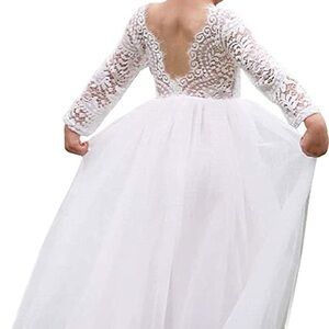 Girls Flower Girl Dress with Faux Fur Shawl